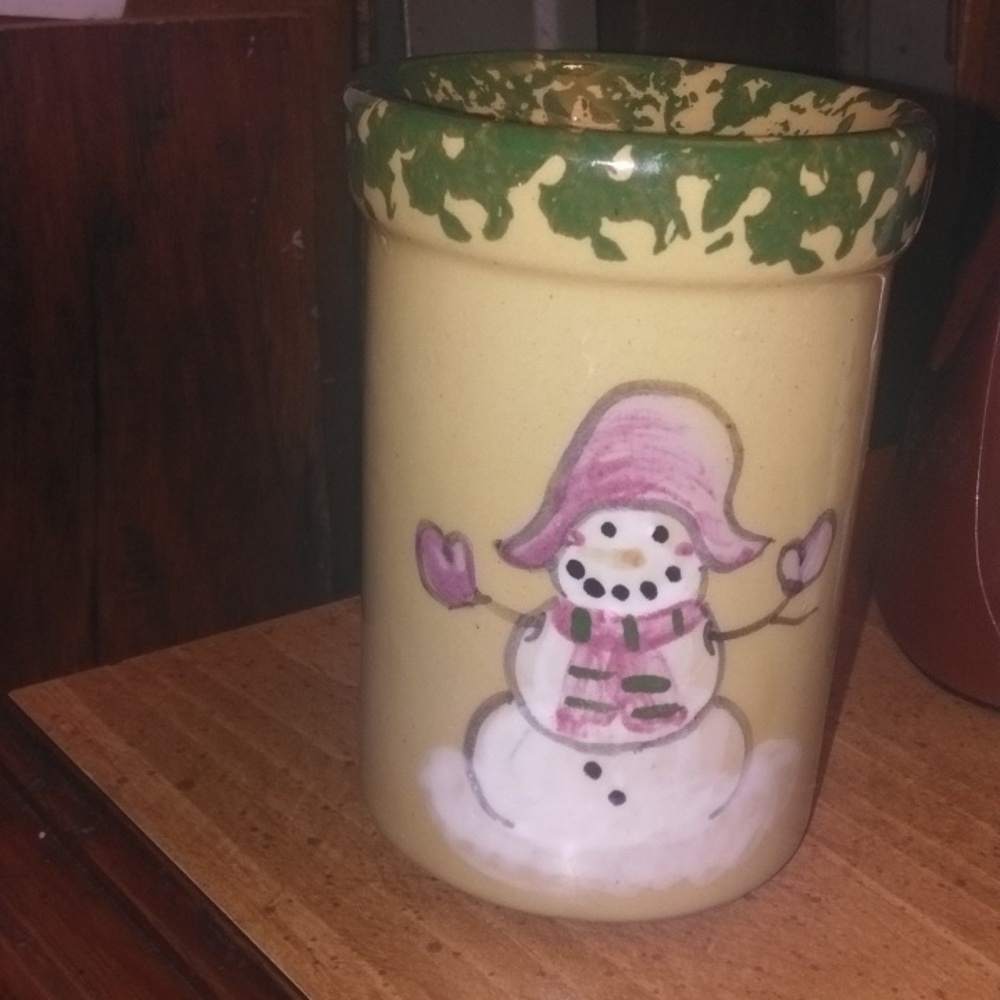 1998 Alpine pottery snowman design candle holder/warmer